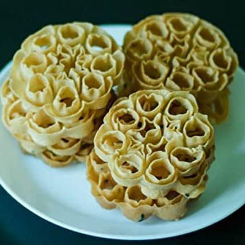 Lazy Shoppy Lazy Shoppy Achappam | Rose Cookies | Achu Murukku | Home Made Snacks | | Murukku | | (10 Achu Murukku in Each Packet) | Fried Cookies | South Indian Snacks (Pack of 3)