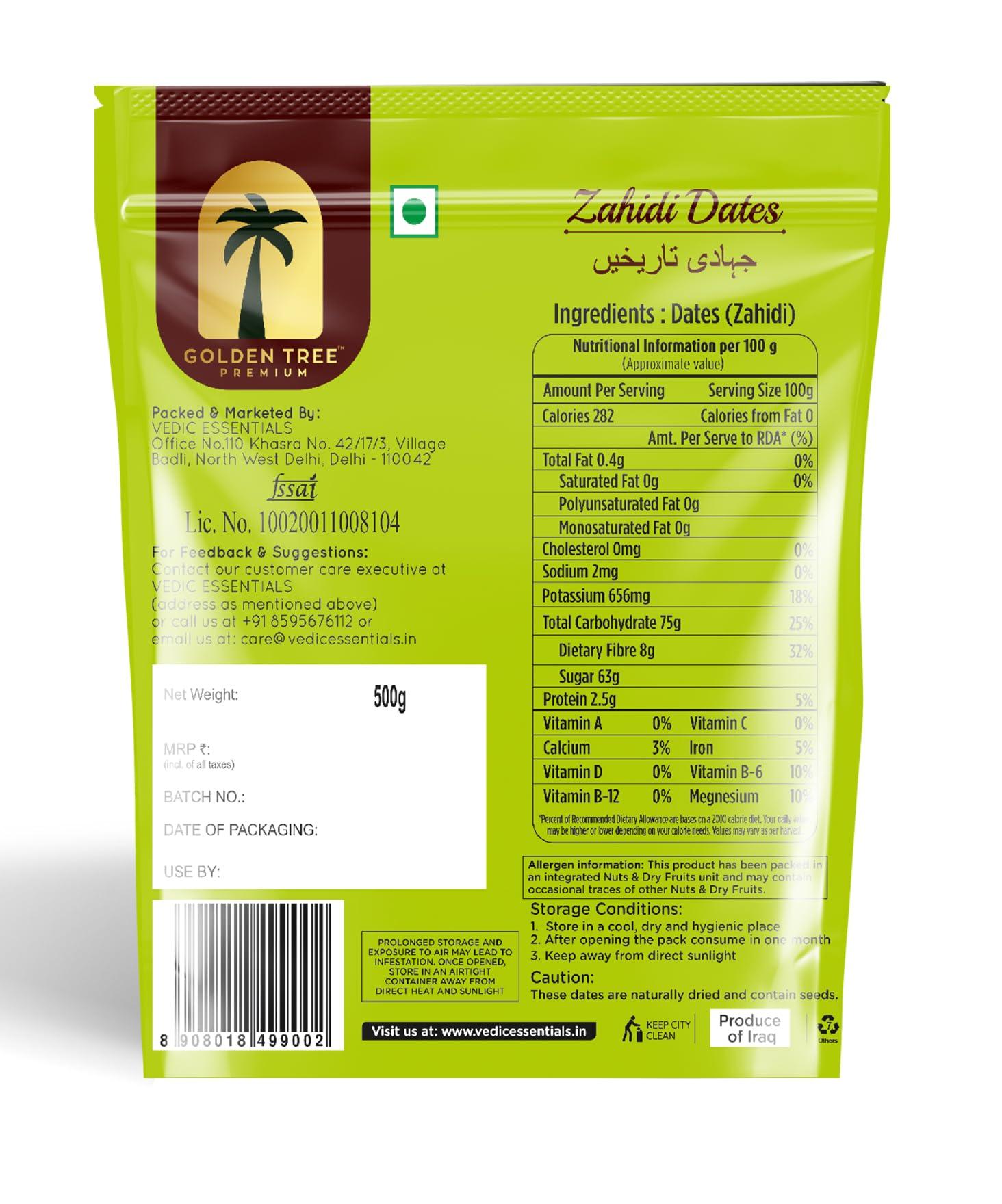 Golden Tree GOLDEN TREE Soft Zahidi Dates - Fresh, 500 Gm