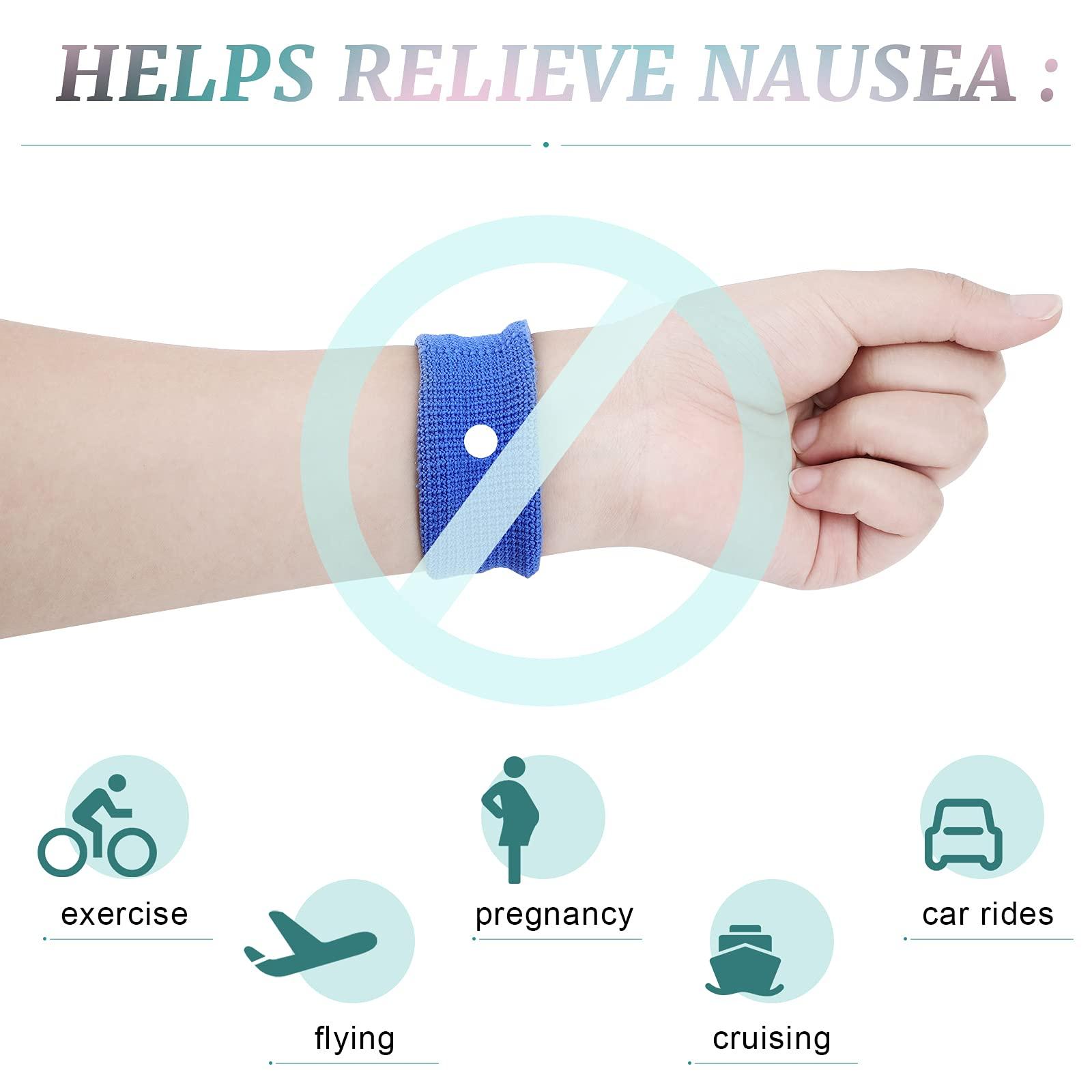 Jadive Jadive 4 x Anti-Nausea Bracelets for Motion Sickness Adjustable Movement Bands for Morning Sickness, Car Sickness, Travel Sickness (Simple Style), 4 Unit (Lot de 1), Stone