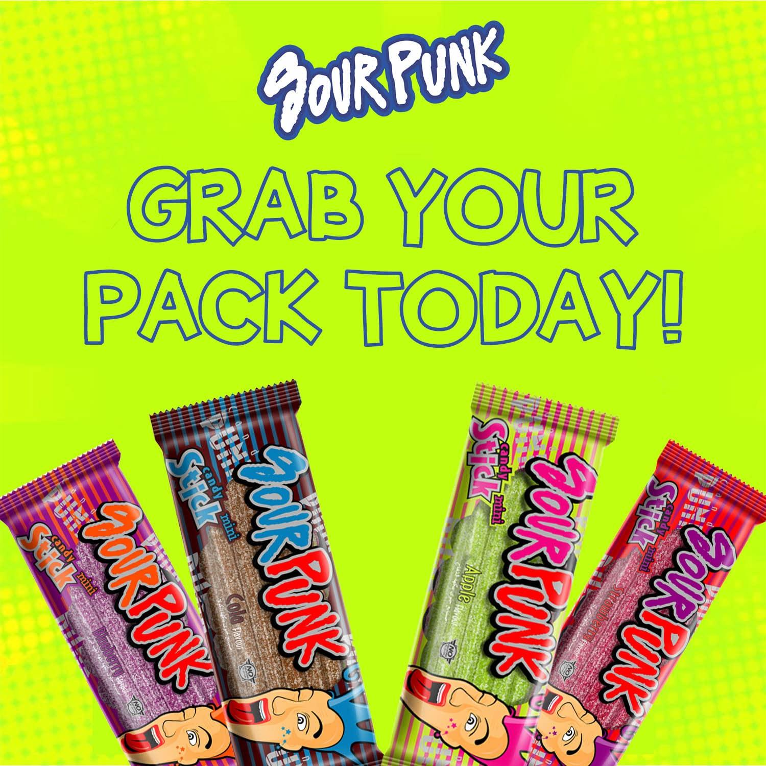 Sour Punk Sour Punk Mix Chewy Candy Jelly Sticks 40g X 24Pcs (Strawberry, Apple, blueberry & Cola)