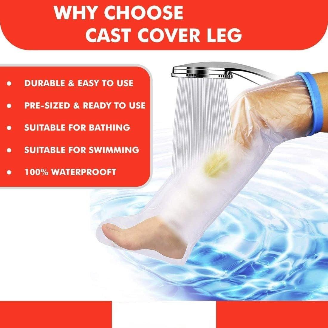 VATTU VATTU Plastic Leg Cast Covers For Shower, Waterproof Foot Cast Cover Keep Wounds&Bandages Dry During Bathing,Reusable Adults Protector For Broken Knees,Ankle Wound,Burns 24 Inch,Universal size