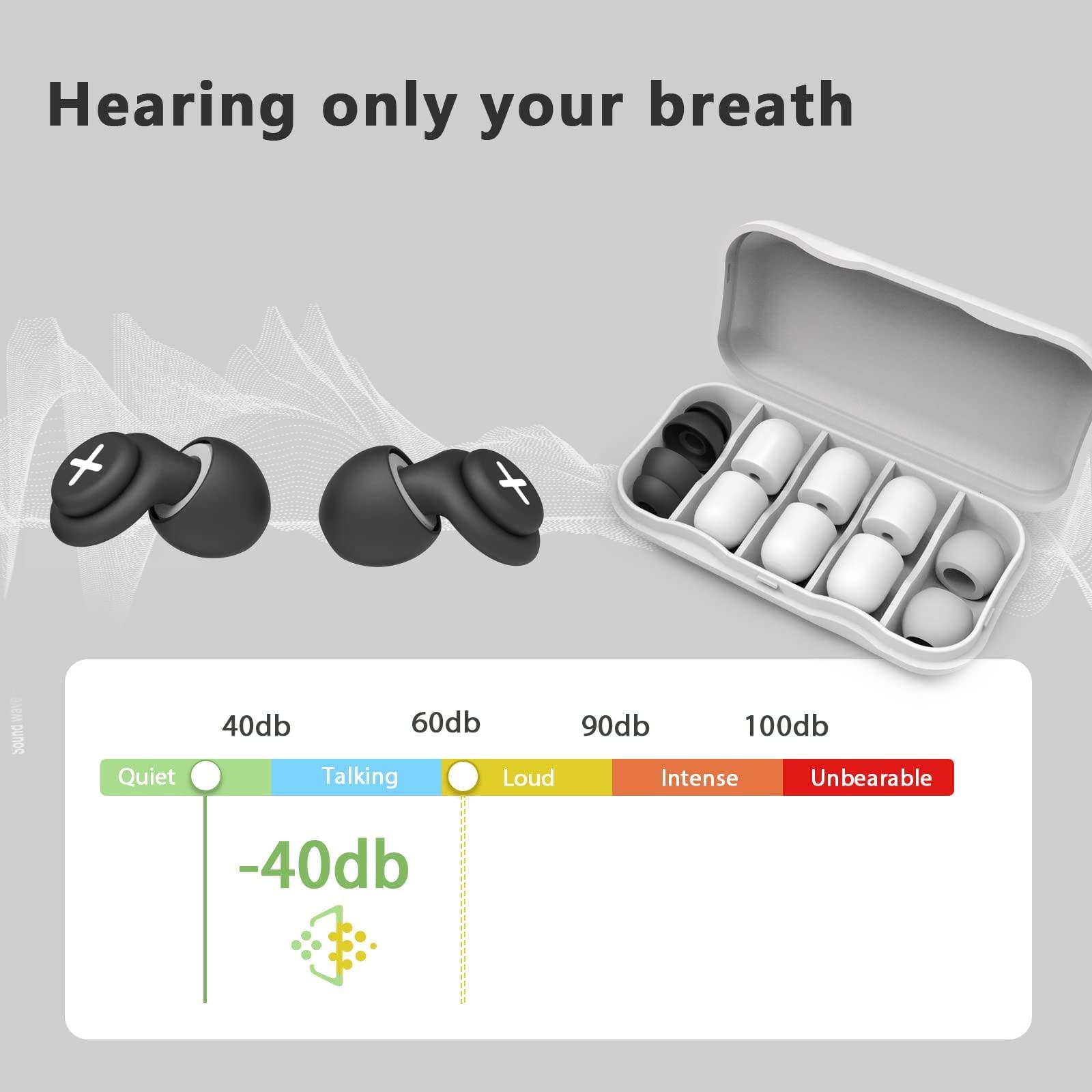 MAKINGTEC Noise Reduction Ear Plugs-40 dB Noise Cancelling Reusable Hearing Protection in Flexible Silicone for Sleeping, Traveling, Concerts, Work & Swimming,3 Wearing Styles, Black