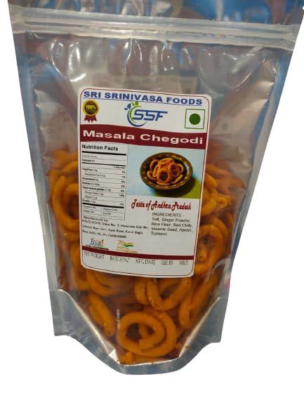 Generic Sri Srinivasa Foods Chekodi Hand Made Chegodilu Delicious Snack 250 Grams/Pack of 1