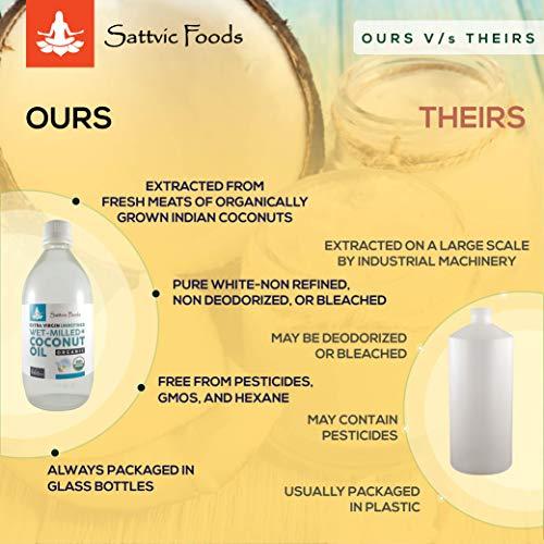 Sattvic Foods Sattvic Foods Wet-Milled Extra Virgin Coconut Oil (250 ml) Nariyal ka Tel | Cold-Pressed & Certified Organic | Raw and Unrefined | Glass Bottle | Use in Cooking, Frying, Baking, Oil-Pulling