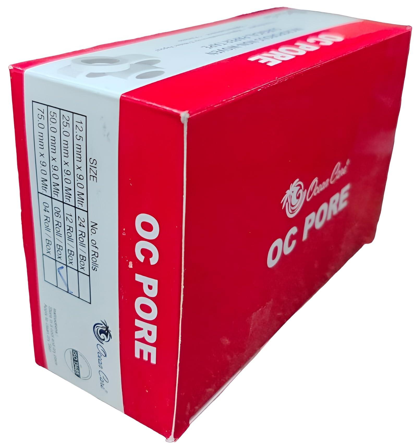 Ocean Care OC PORE Microporous Non-Woven Surgical Paper Tape | Pack of 1 | Size : (25 mm (1 inch) * 12 Rolls)