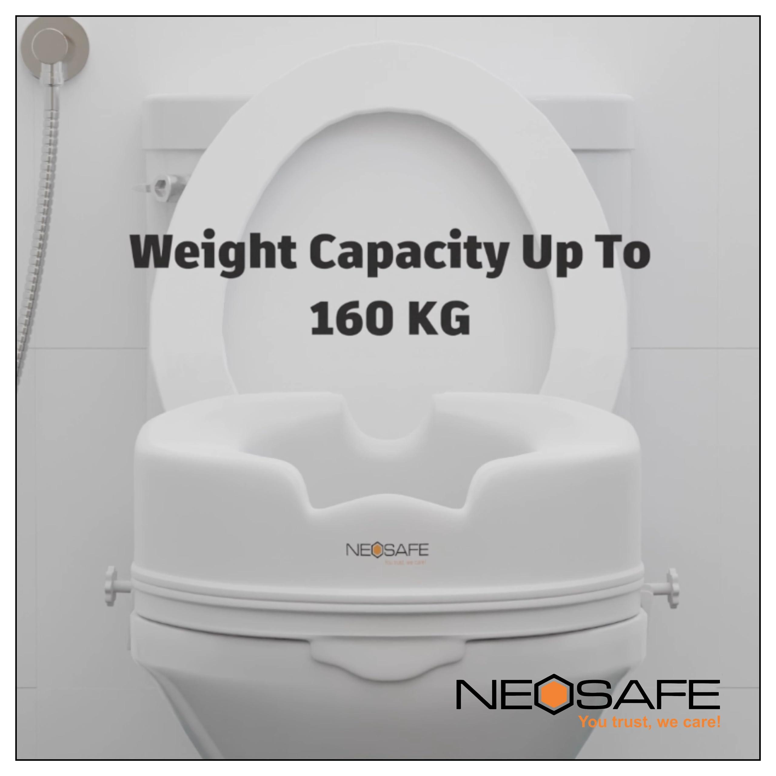 NEOSAFE NEOSAFE High Elevated 6 Inch Toilet Seat Raiser Portable Assistance Lock Stand Commode Seat with Sturdy Brackets Medical Aid for Elderly, Disabled, and Limited Mobility (White)