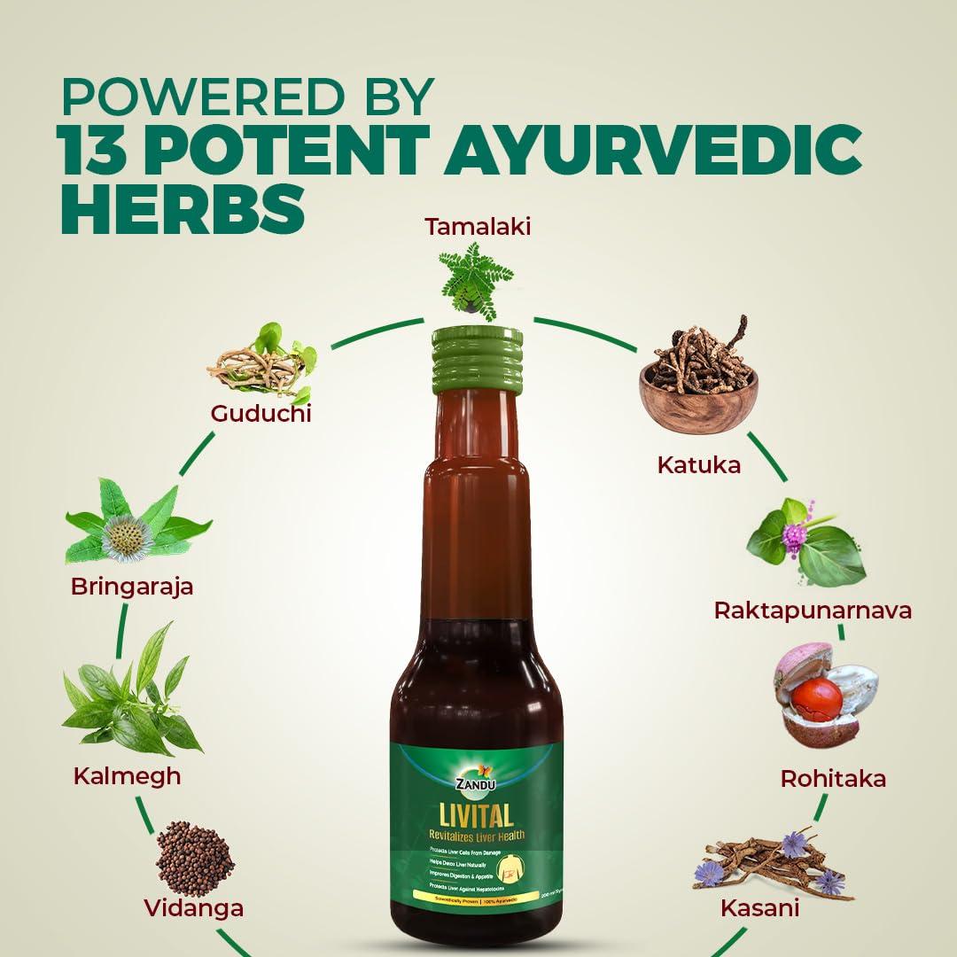 Zandu Zandu Livital Syrup 200ml | Aids in Liver Detox & Improves Digestion, Appetite |Scientifically Tested |100% Ayurvedic Ingredients | Protects Liver against various Hepatotoxins | Beneficial in Fatty Liver