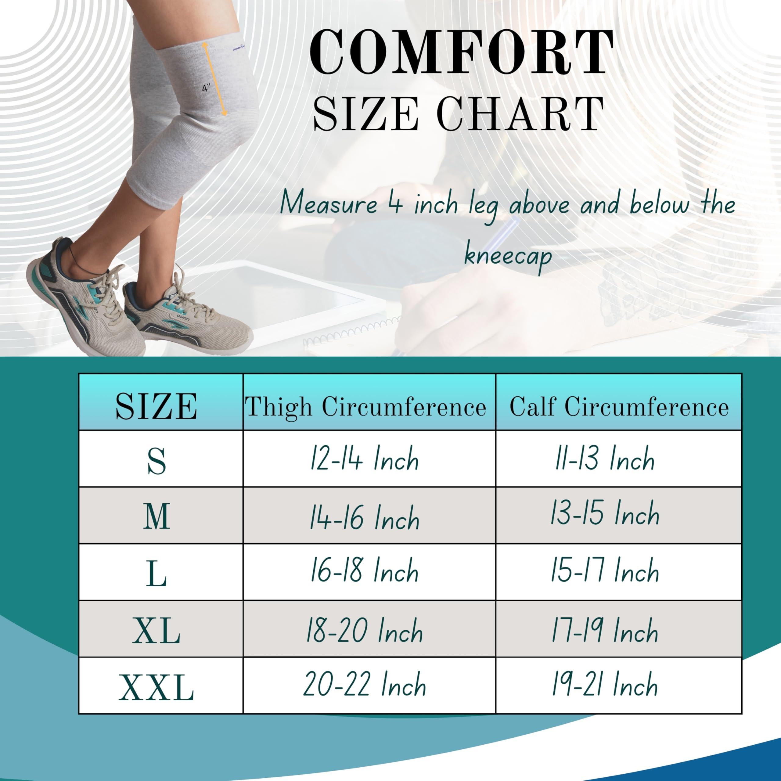 Wonder Care Wonder Care Bamboo Knee Sleeves for Men/Women, Knee Support for Running, Gym, Badminton, Sports, Compression Knee Sleeves, Perfect Knee Brace for Knee Pain and Enhanced Comfort (Large)