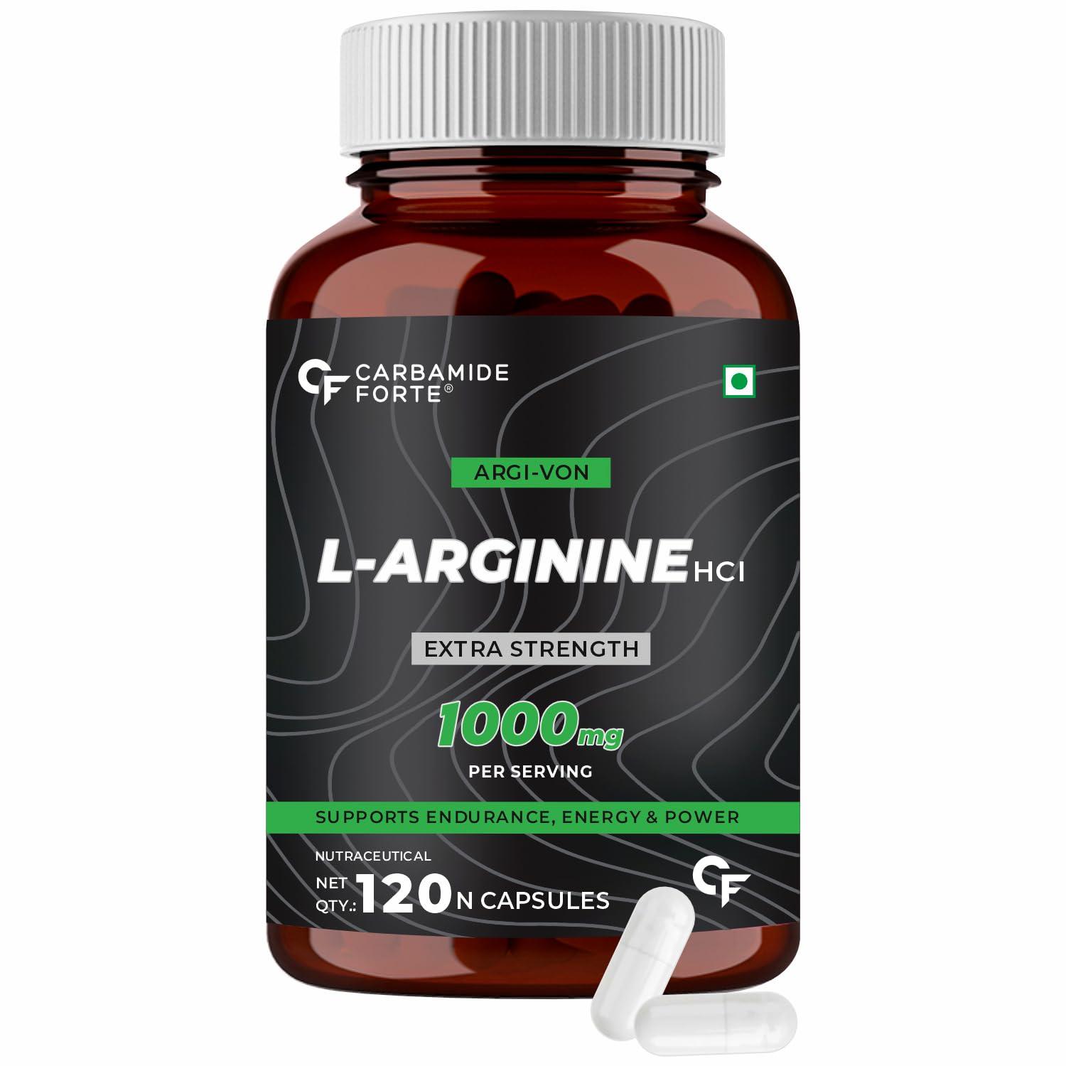 Carbamide Forte Carbamide Forte L Arginine 1000mg Supplement Per Serving - 120 Veg Capsules & L Citrulline Powder 2000mg - Unflavoured - 50 SERVINGS - 100g