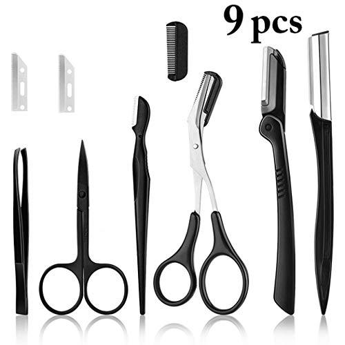 Anjetan Anjetan 9PCS Eyebrow Kit Universal Stainless Steel Eyebrow Grooming Set Eyebrow Care Kit Eyebrow Scissors Eyebrow Tweezers for Women Eyebrow Kits