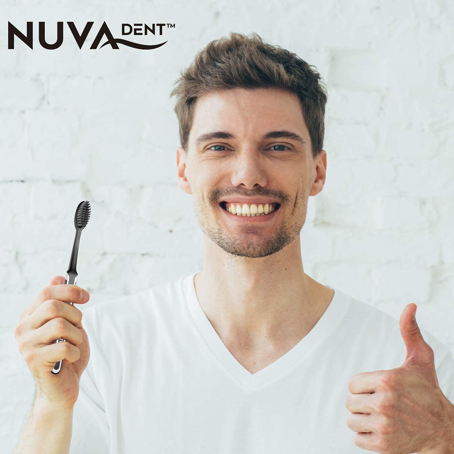 Nuva Dent NUVA DENT Charcoal Toothbrushes - Charcoal Toothbrush Soft, Activated Charcoal Toothbrush Super Soft, Toothbrush Charcoal, Teeth Whitening Charcoal Tooth Brush - Adults & Kids - 6 pc, Extra Gentle