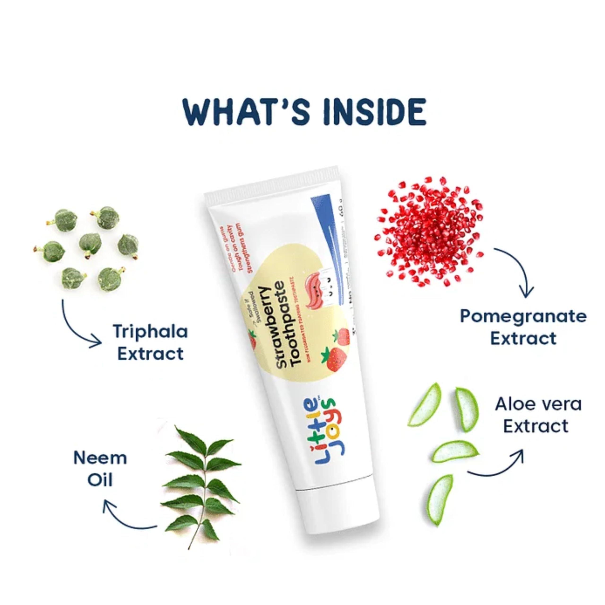 Little Joys Little Joys Strawberry Flavour Toothpaste For Kids (2-5 Yrs) | Removes Germs & Bacteria | Strengthens Gums & Whitens Teeth | 60 gm