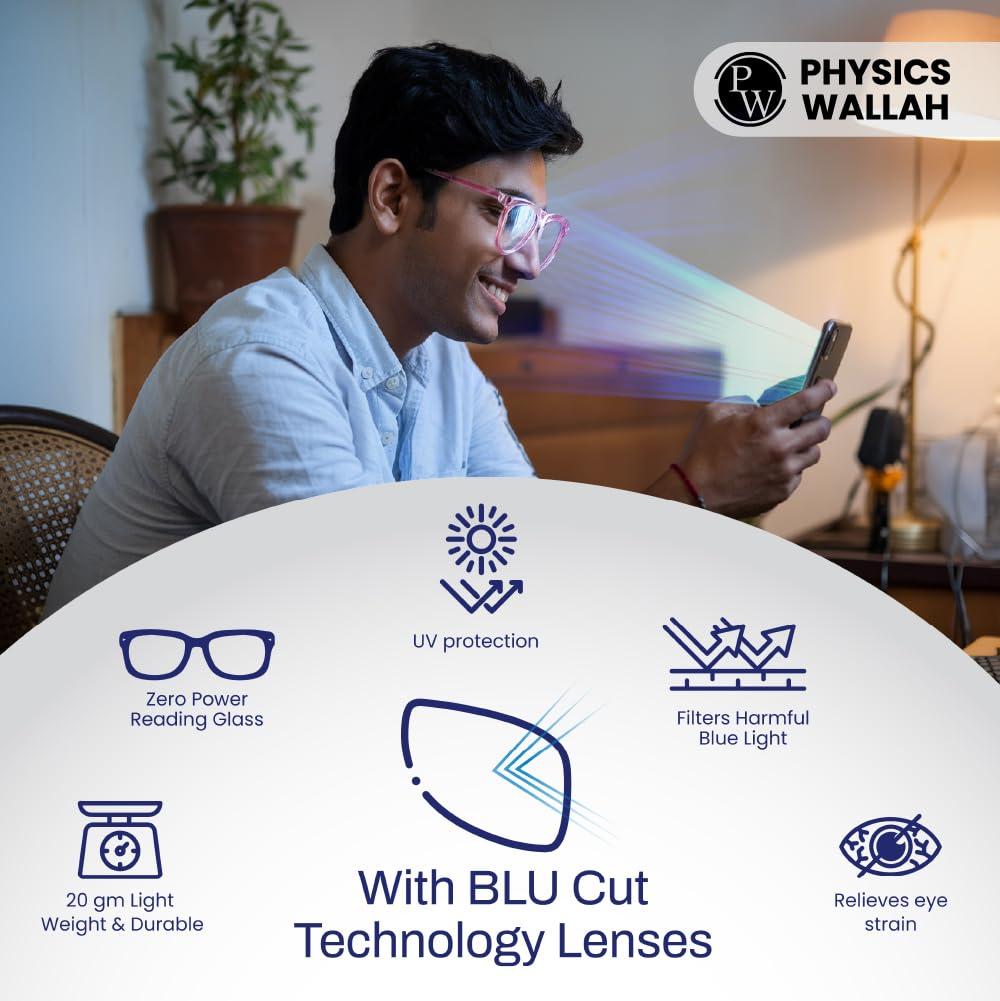 PW PW NAZARIYA Blue Ray Protection Glasses | Stylish Zero Power Glasses for Men & Women | UV Filter Glasses | Computer Glasses for Eye Protection | Lightweight