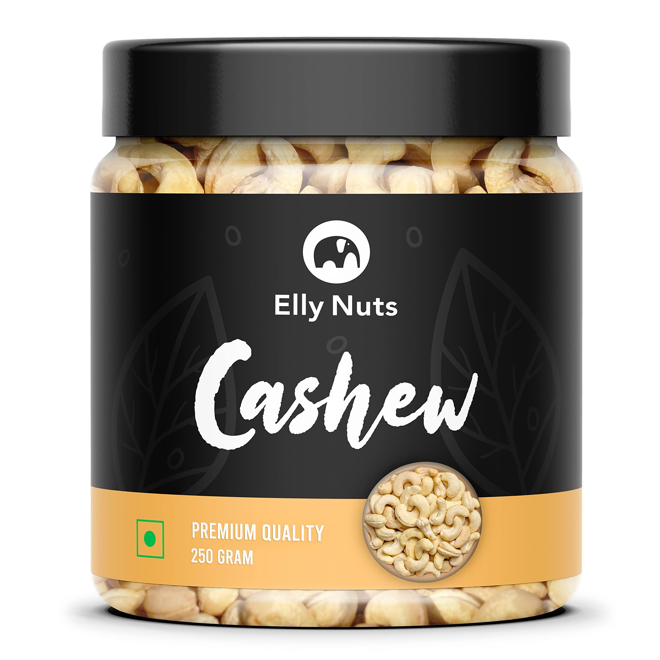 Elly Nuts Elly Nuts Combo Pack of Cashew Nuts| Whole Plain Kaju 250 gms Each 500 gms| Cashew Dry Dry Fruit Whole Cashew Nuts W270 [Jar Pack] - Diwali Gift Pack