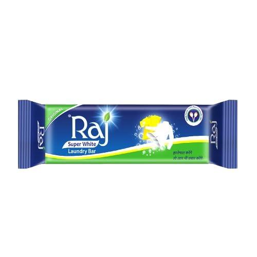 RAJ SUPER WHITE Raj Super White Laundry Soap For Clothes | Removes Tough Stains | 150gX 20 (Pack of 20pcs)