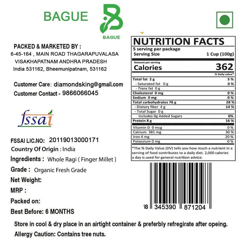 BAGUE Bague Whole Ragi Seed Finger Millet Fresh Stock 900g Grams