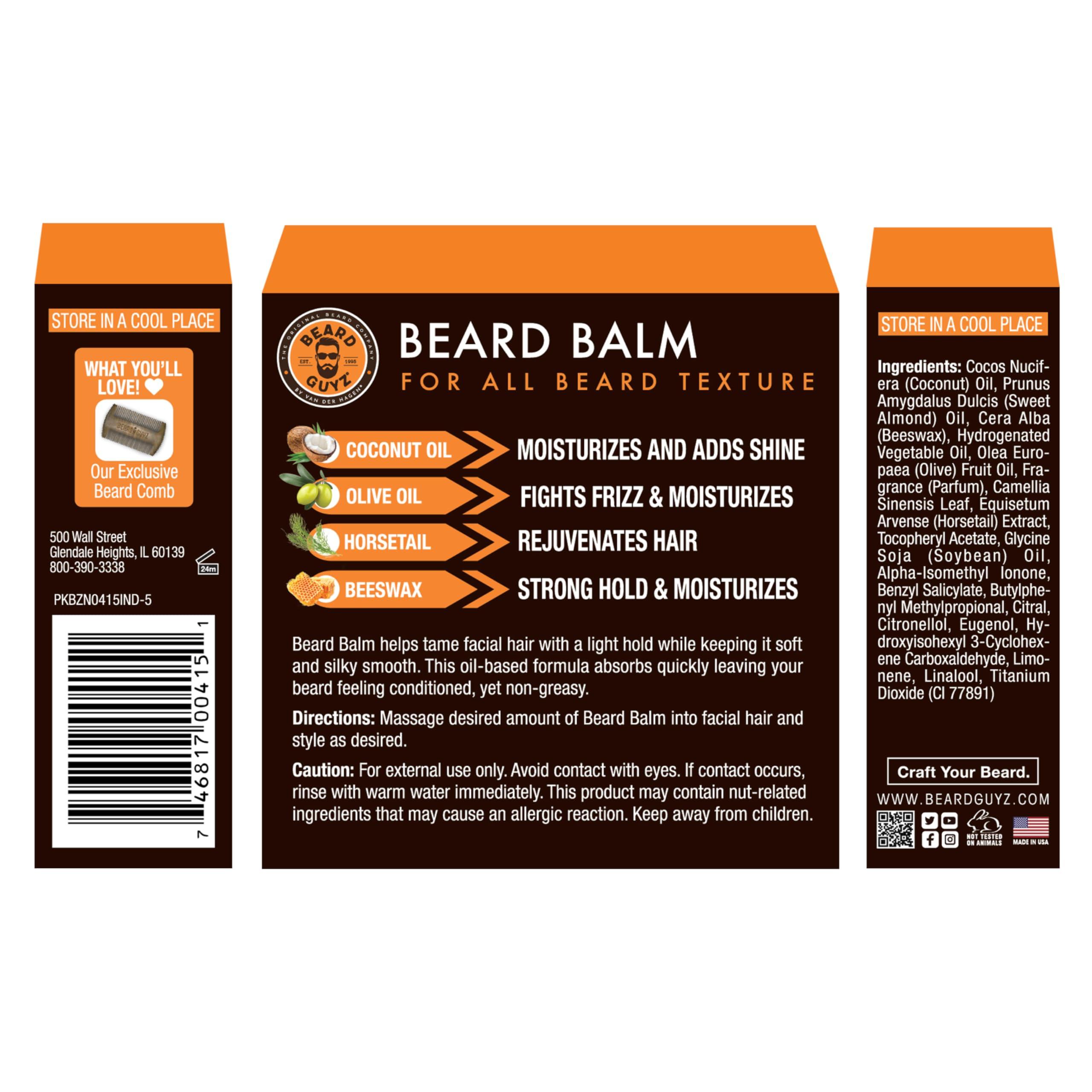 Beard Guyz Best Beard Balm Leave-in Styling Conditioner - Made with Natural Ingredients - Softening Oils & Butters For Coarse Facial Hair - Citrus Scented Mens Beard Balm / 3 oz. Beard Care by Beard Guyz