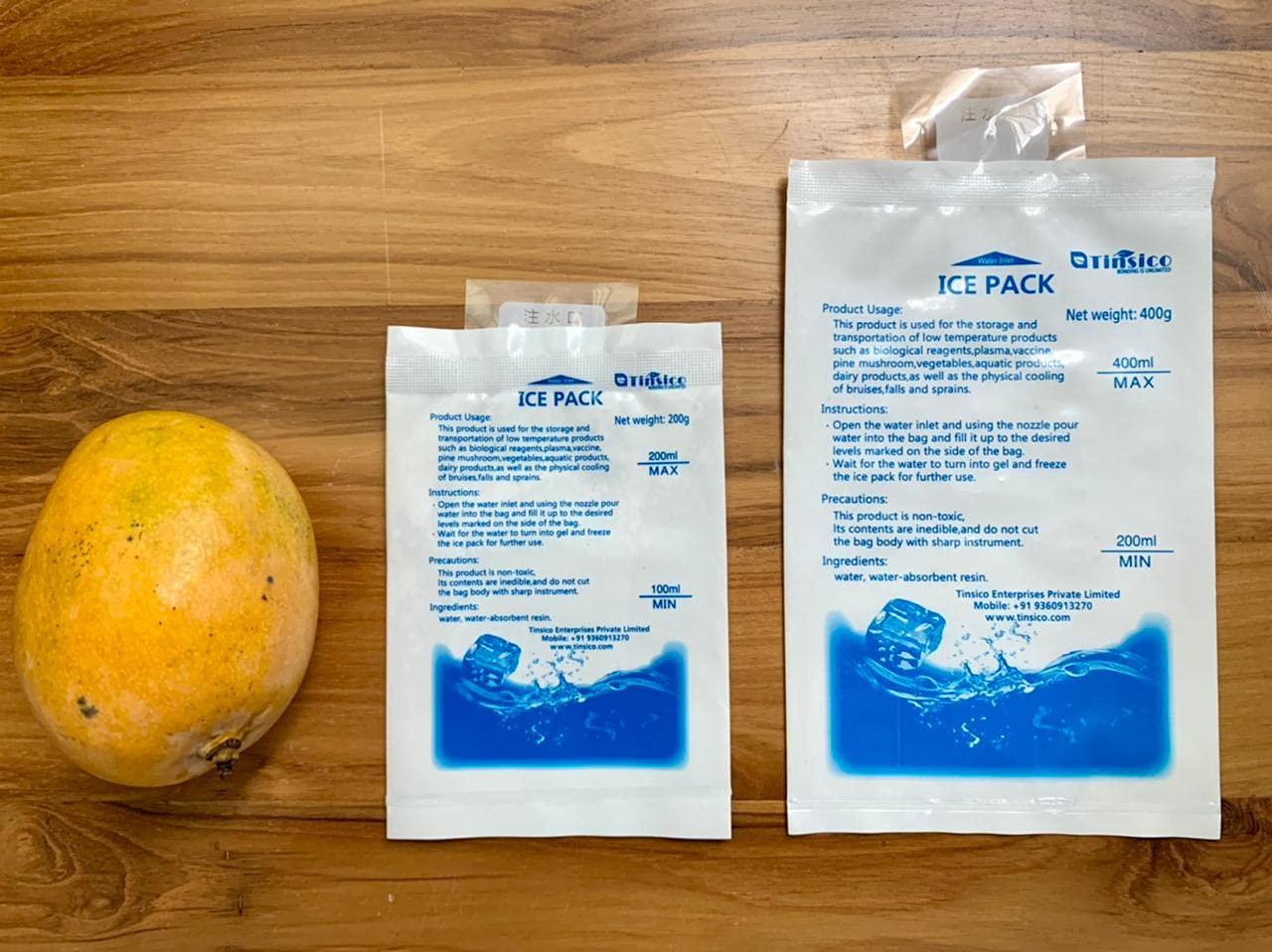 TINSICO TINSICO Ice Bag Water-Injection Ice Pack (Pack of 4, 400 ML) for Pain Relief and Ice Box Reusable Cold Pack for Food Medical Storage and Delivery