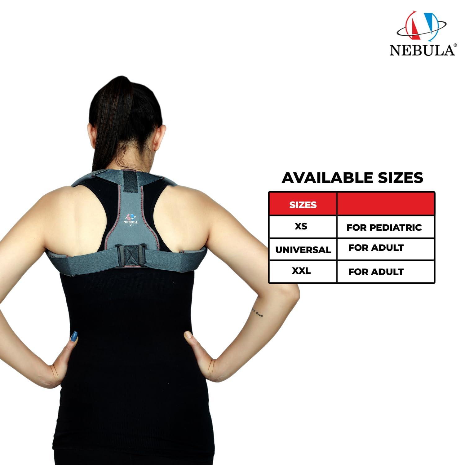 NEBULA NEBULA Posture Corrector Belt For Men & Women-Back Support Belt For Back Pain Relief-Shoulder Support Belt-Body & Back Clavicle Corrector Belt-Back Straight Belt(XS, Grey)