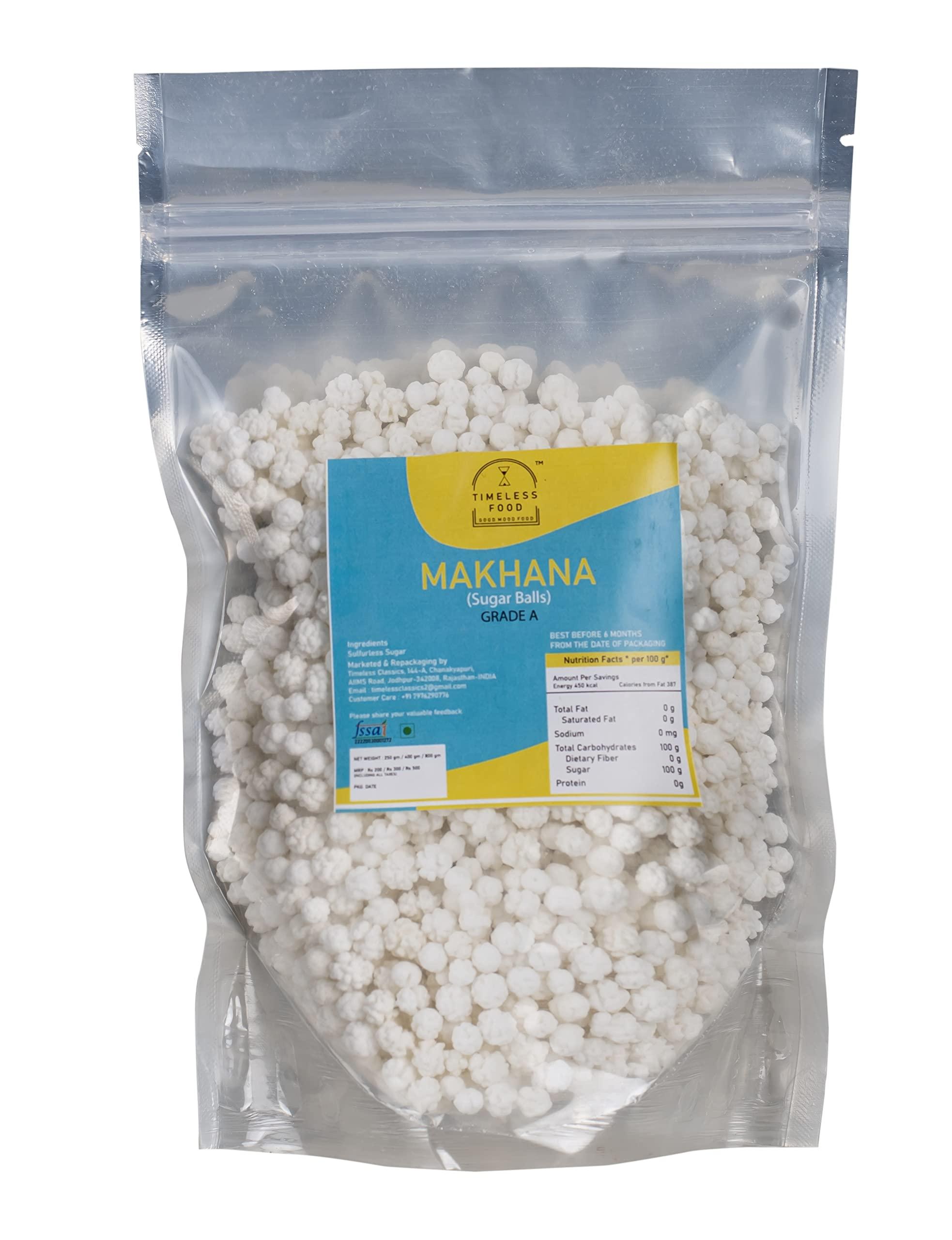 Timeless Food Timeless Food : Makhana, Prasad Dana, Mimosa Sugar Balls, Nakul Dana for Pooja (400 gm)