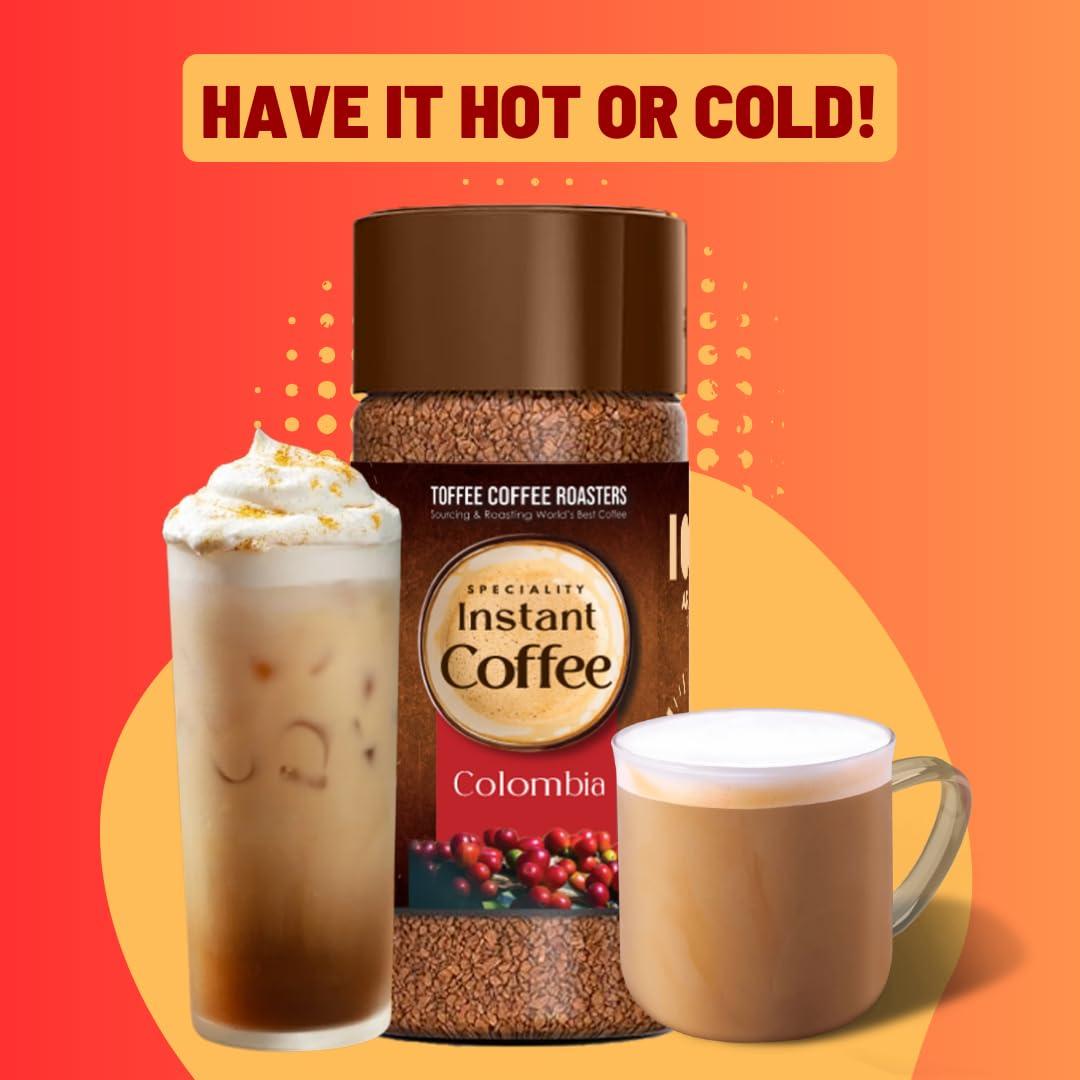 Toffee Coffee Roasters Toffee Coffee Roasters | Colombia Speciality Instant Coffee| As Seen On Shark Tank | 100 gm | 100% Arabica | Ready in Seconds | Microground Technology | Makes 50 Cups