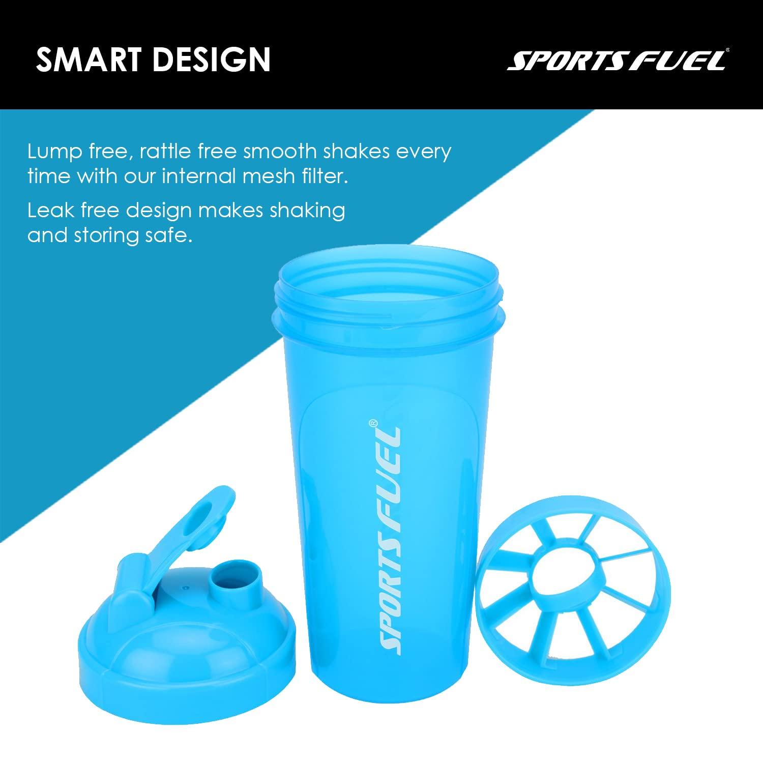 SportsFuel Sports Fuel Shaker Bottles Workout Supplement Protein Shake Gym Water Bottle Gym Sipper Bottle for Men & Women, BPA Free (700 ml) (Blue)