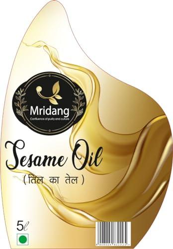 Mridang Mridang Premium Cold Pressed Sesame Gingelly Oil (Til Ka Tel) - 5L Tin | 100% Vegan, Healthy, Natural Cooking Oil