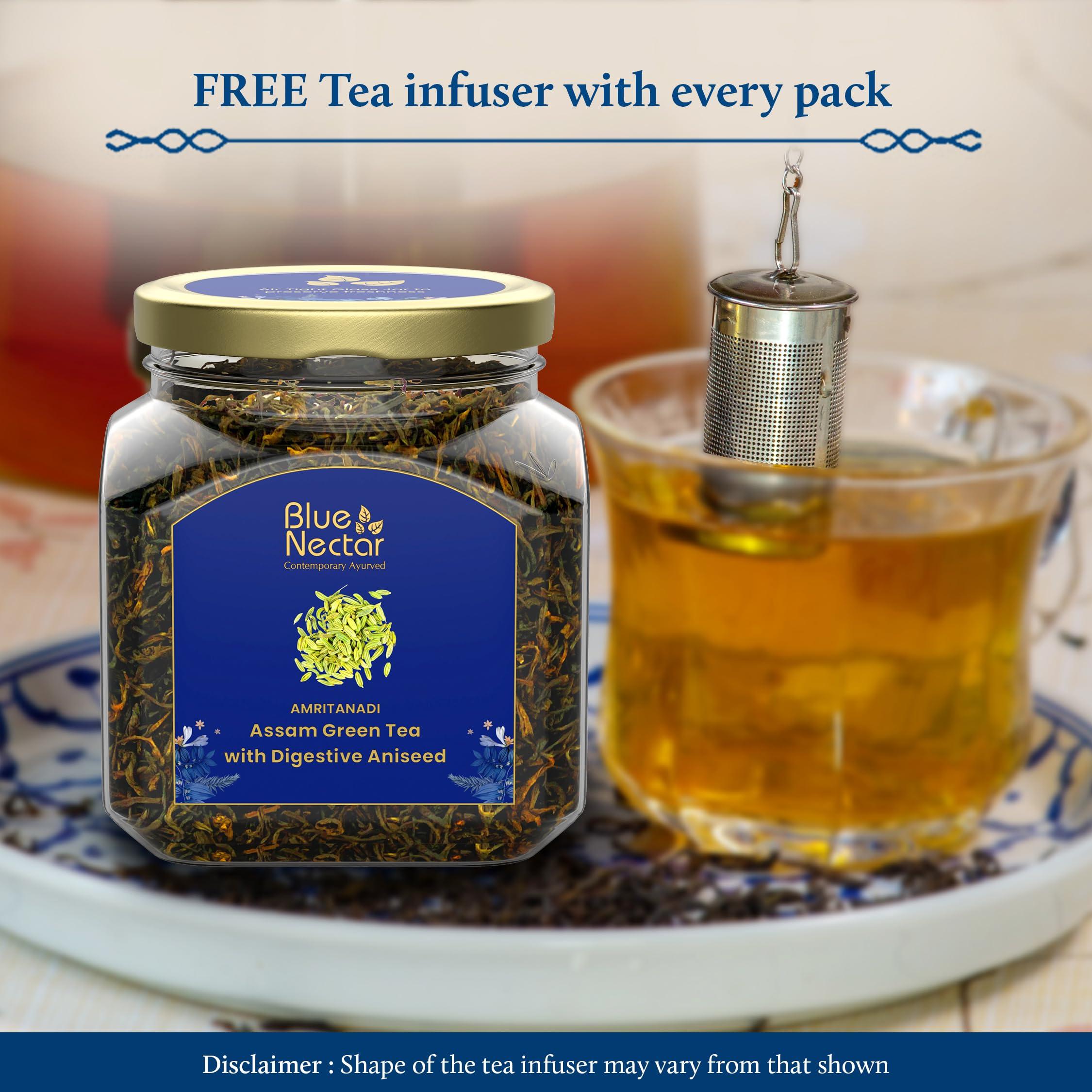 Blue Nectar Blue Nectar Amritanadi Assam Loose Green Tea Leaves (50 Gm + 15 Gm Free|30-33 Cups) (Digestive Aniseed) - 65 Gram