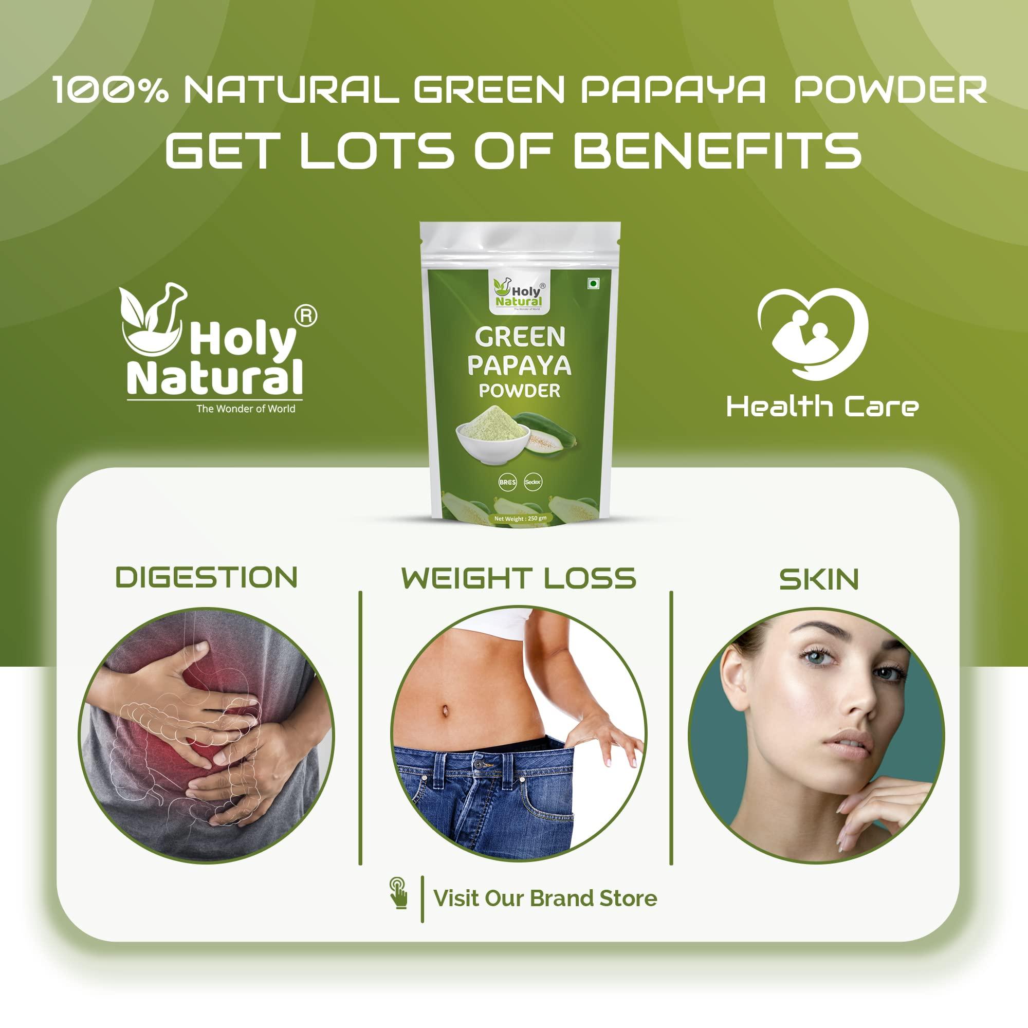 Holy Natural - The Wonder of World Holy Natural Green Papaya Fruit Powder 250gm | Raw or Kaccha Papaya Powder, Edible Grade, Good Tenderizer | Gluten Free