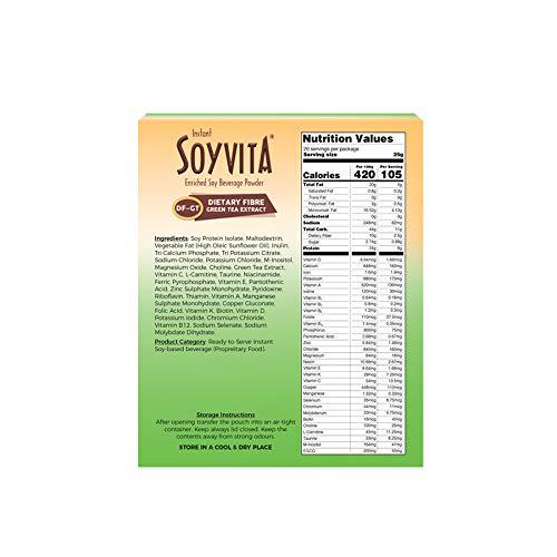 Soyvita SOYVITA - Dietary Fibre Green Tea Extract | Lactose Free | Vegan | ENRICHED Soy Beverage Powder | Serves-20 (500 GMS)