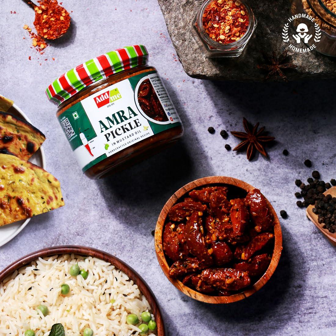 Add me Add me Homemade Fresh Amra Pickle 300g | Ambada Tasty and Tangy Indian Hog Plum Amda ambda Pickle in Fresh 300gm Glass Pack