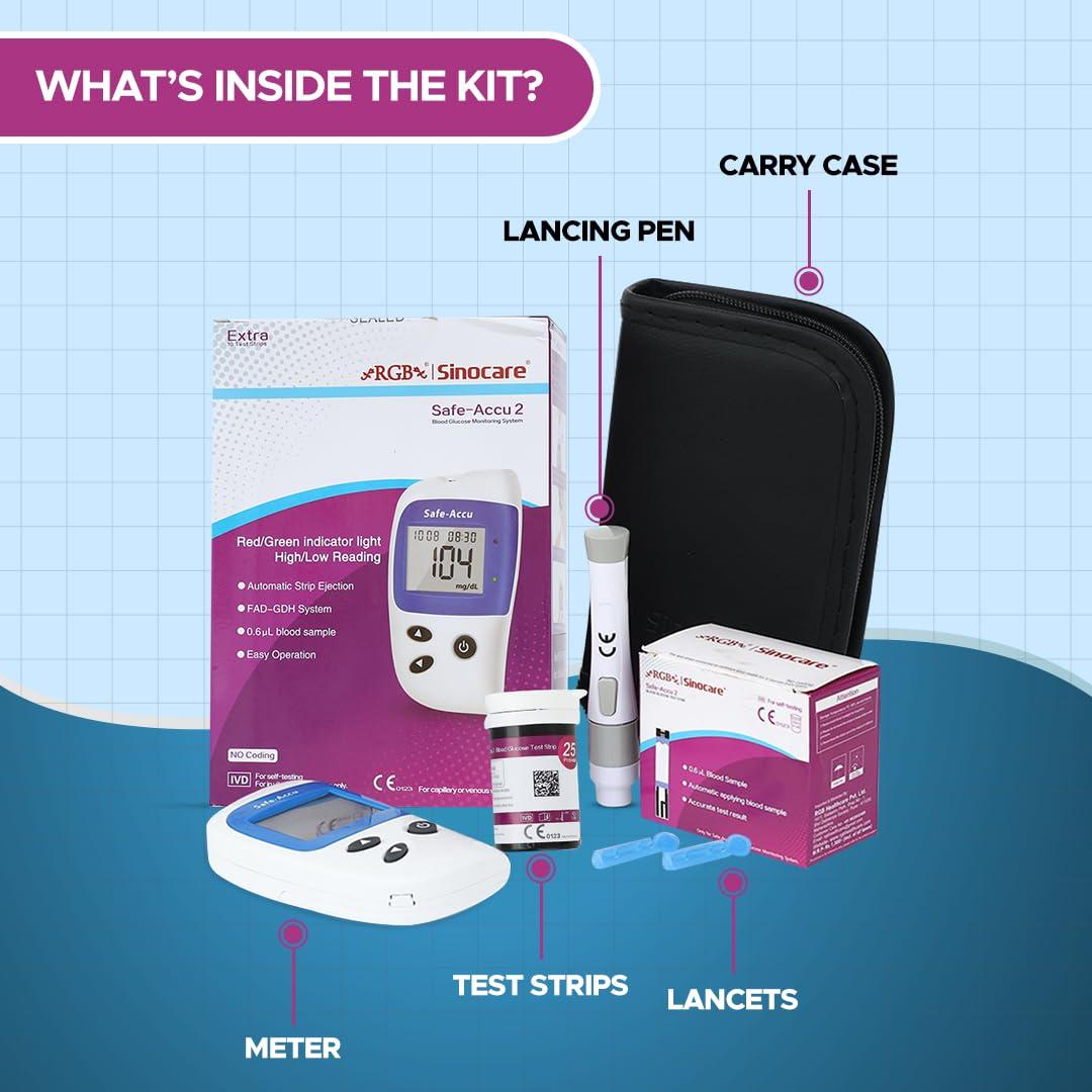 RGB RGB Safe Accu 2 Blood Glucose Monitor with 10 Glucometer Strips