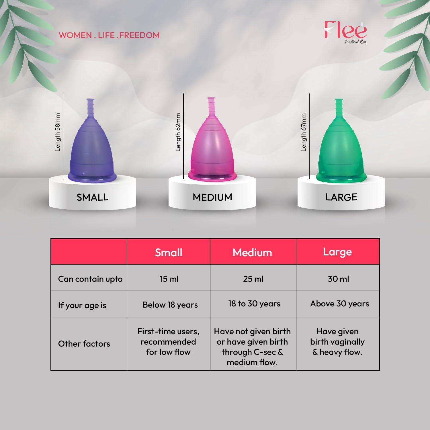 Flee Menstrual Cup Bluefin Flee Reusable Menstrual Cup for Women - Small | Medium | Large Size With Pouch | Clean your Period Cup Effortlessly | Silicone Body, Odour And Rash Free, No Leak (AQUA GREEN, LARGE)