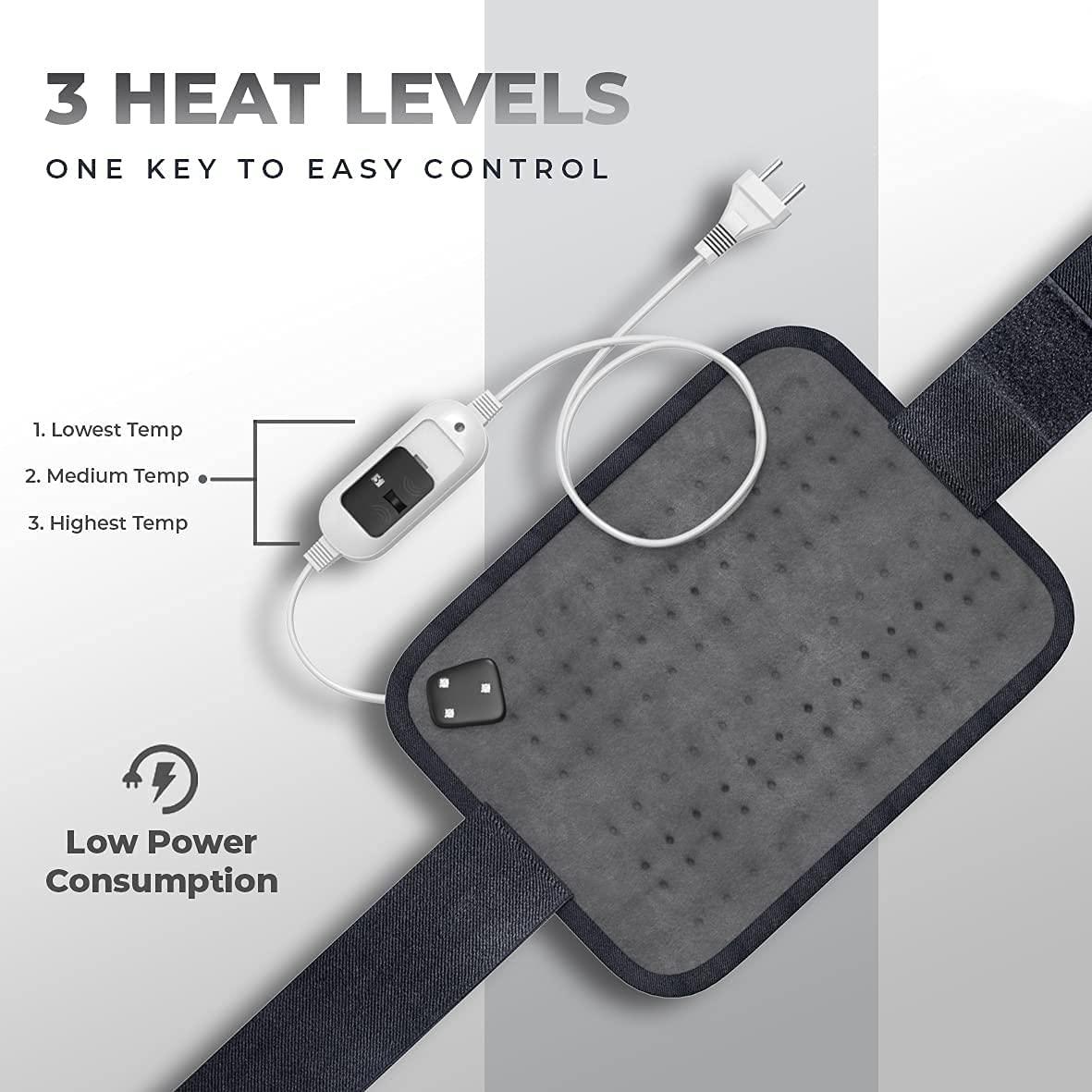 SMIC SMIC Electric Heating Pad - Orthopaedic Lower Back Heating Belt Heat Therapy Waist Wrap with 3 Temperature Settings for Pain Relief of Abdominal Stomach Lumbar Muscle Strain etc (Grey)