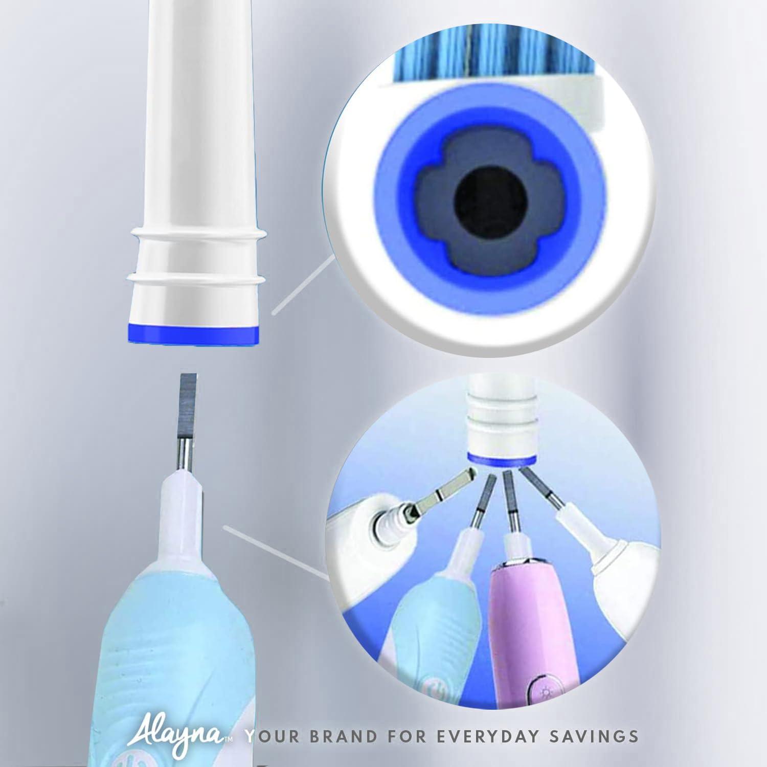 Alayna Replacement Toothbrush Heads Compatible with Oral B Braun- Pack of 4 Professional Electric Toothbrush Heads- Precision Refills for Oral-b 7000, Clean, OralB Pro 1000, 9600, 500, 3000, 8000, Plus!