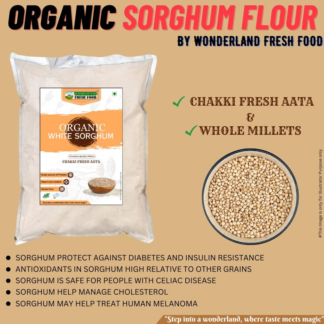 WONDERLAND FRESH FOOD Natural Fresh Jowar Atta | Jowar Flour | Sorghum Atta | Sorghum Millet Flour | Stone Ground Chakki Fresh Atta By Wonderland Fresh Food (2 Kg)