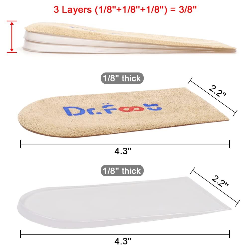 Dr Foot Dr Foot Adjustable Orthopedic Heel Lift Inserts,Height Increase Insole For Leg Length Discrepancies,Heel Spurs,Heel Pain,Sports Injuries,And Achilles Tendonitis(Beige,3 Layers)
