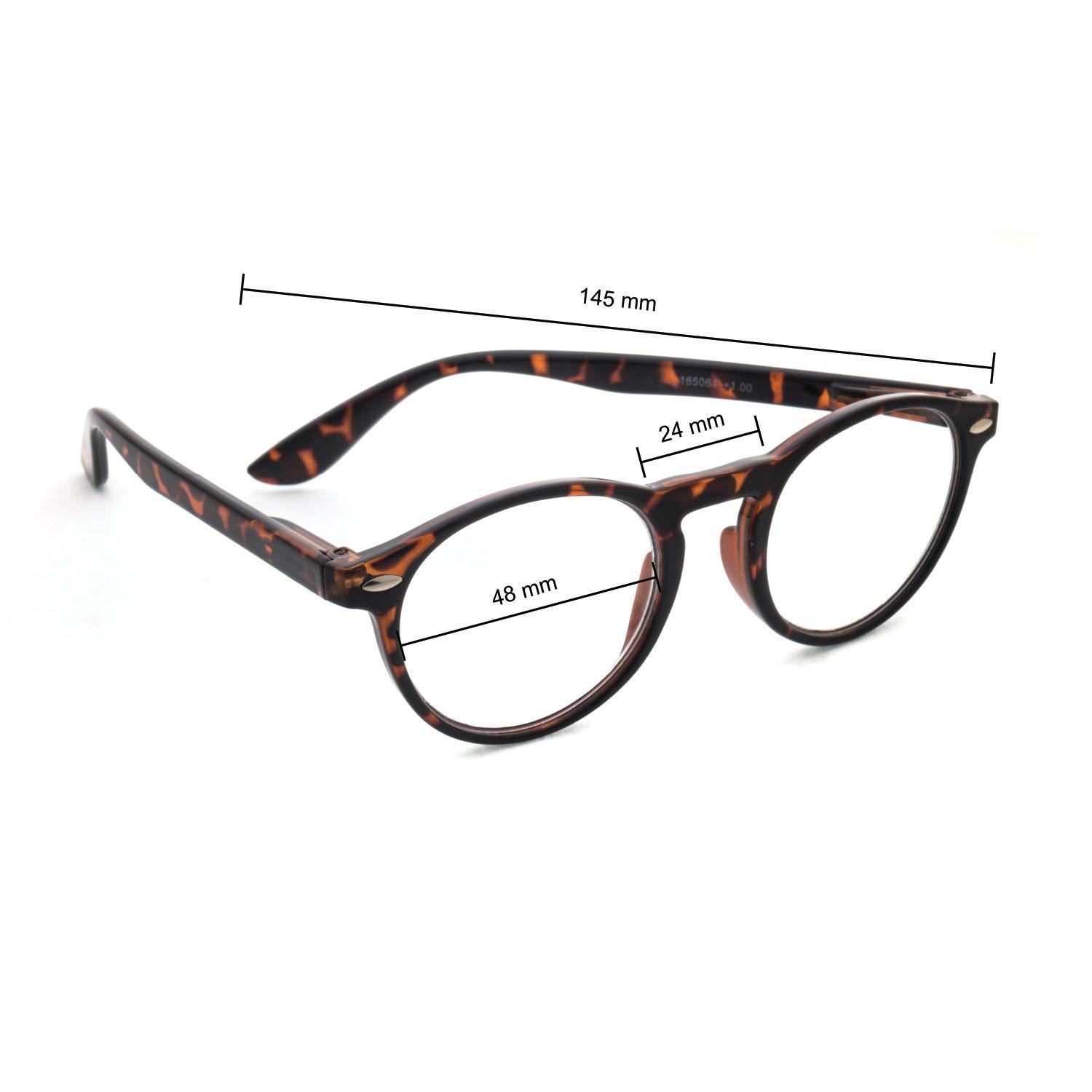 TIZIANO TIZIANO New Age Reading Glasses with Spring Hinge (Model: 165064 Tortise shell +1.00 with Round Eye shape)