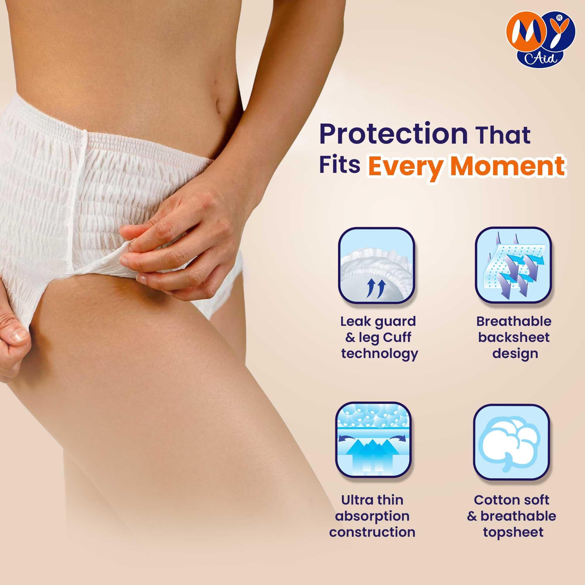 MYAID MYAID Unisex Premium Adult Diaper X-Large Size. Pant Style. Higher Absorption & Longer Comfort - XL Size (10 Pc) Pack of 3