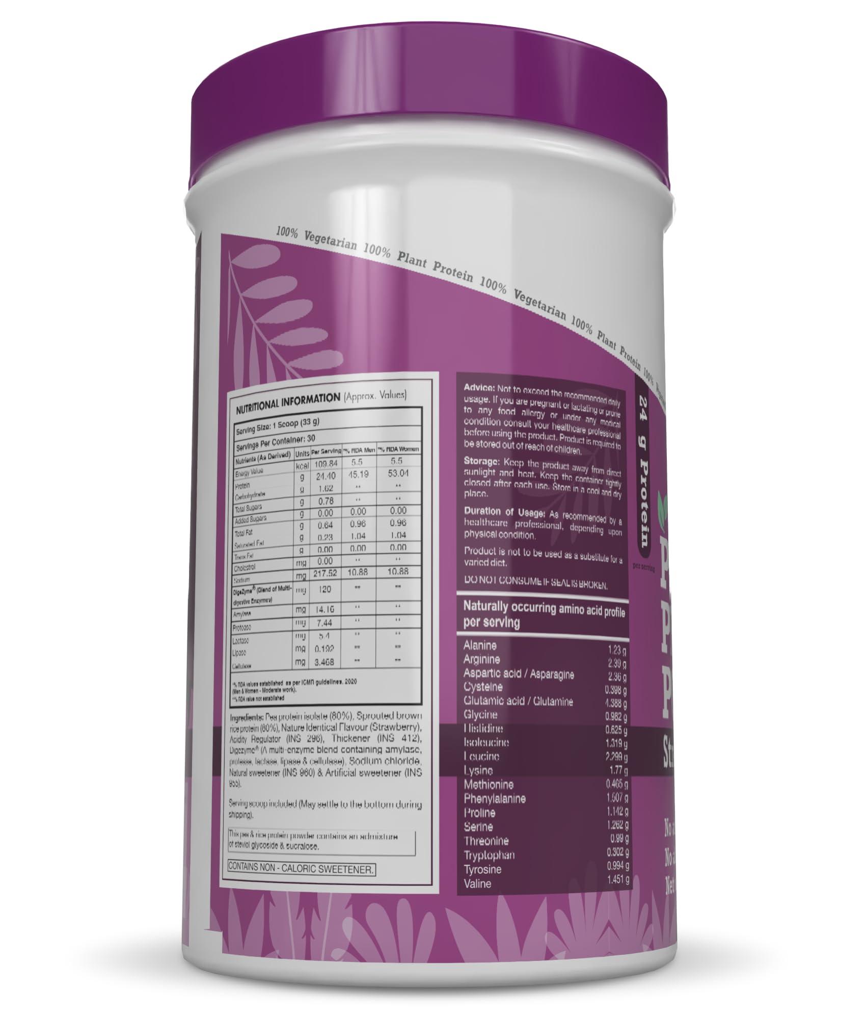 HealthyHey Nutrition HealthyHey Nutrition Plant Protein Powder, Vegan Protein, Low Net Carbs, Non Dairy, Gluten Free, Lactose Free, No Sugar Added, Soy Free, Non-GMO (Strawberry, 1Kg)