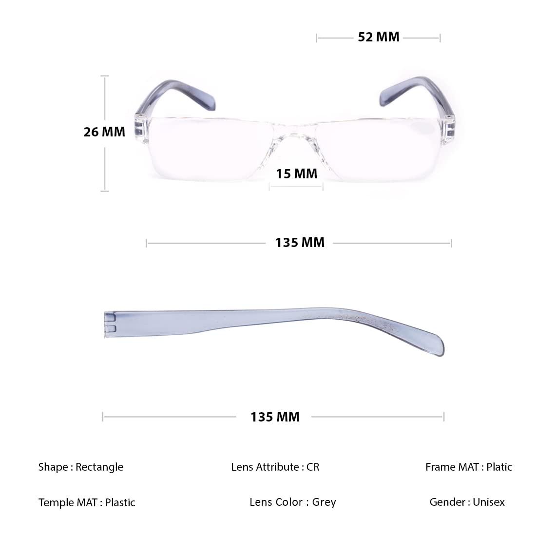 IMPLICIT IMPLICIT Rimless Reading Glasses for Men & Women (+2.00, Grey)