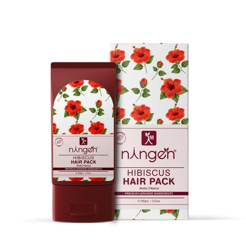 Ningen Ningen Hibiscus Hair Pack I Goodness of Amla and Heena Extracts I Dermatologically Tested, Paraben Free I Removes Dandruff and Prevents Greying I 100g,Brown