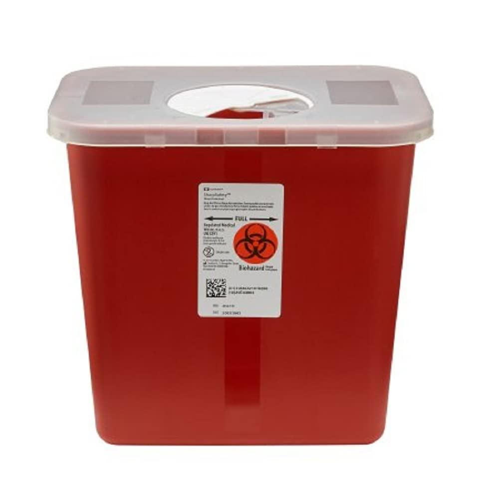 COVIDIEN Kendall Multi-purpose Sharps Containers 2 Gallon 10\"h X 7.25\"d X 10.5\"w Red Container W/ Rotor Lid - Model 8970 - Each