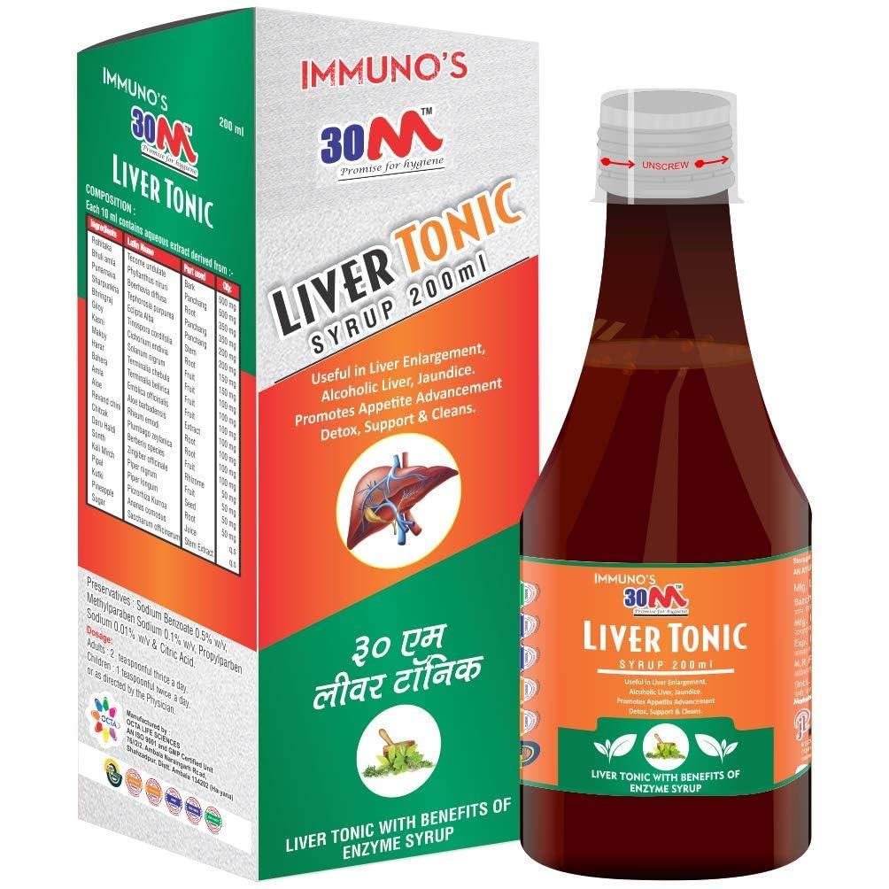 30M 30M Ayurvedic Fatty Liver Tonic Syrup Medicine For Children Pack of 4-200mL | Liver Detox Ayurvedic | Liver Tonic