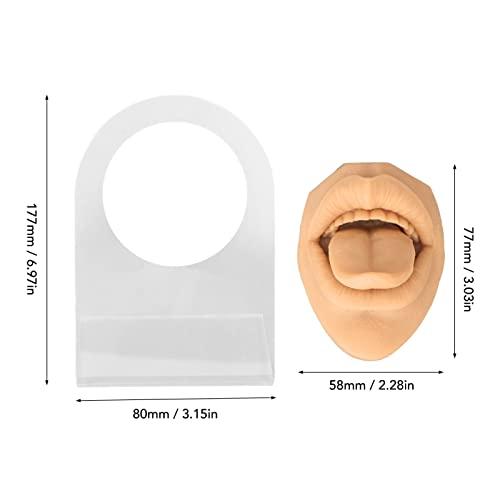 LIANAI Soft Silicone Tongue Model, Mouth Open, Fake Tounge, Flexible Human Tongue Mouth Mold with Teeth, Body Parts for Practicing Piercing Acupuncture Jewelry Display, Simulation Tongue(Skin Color)