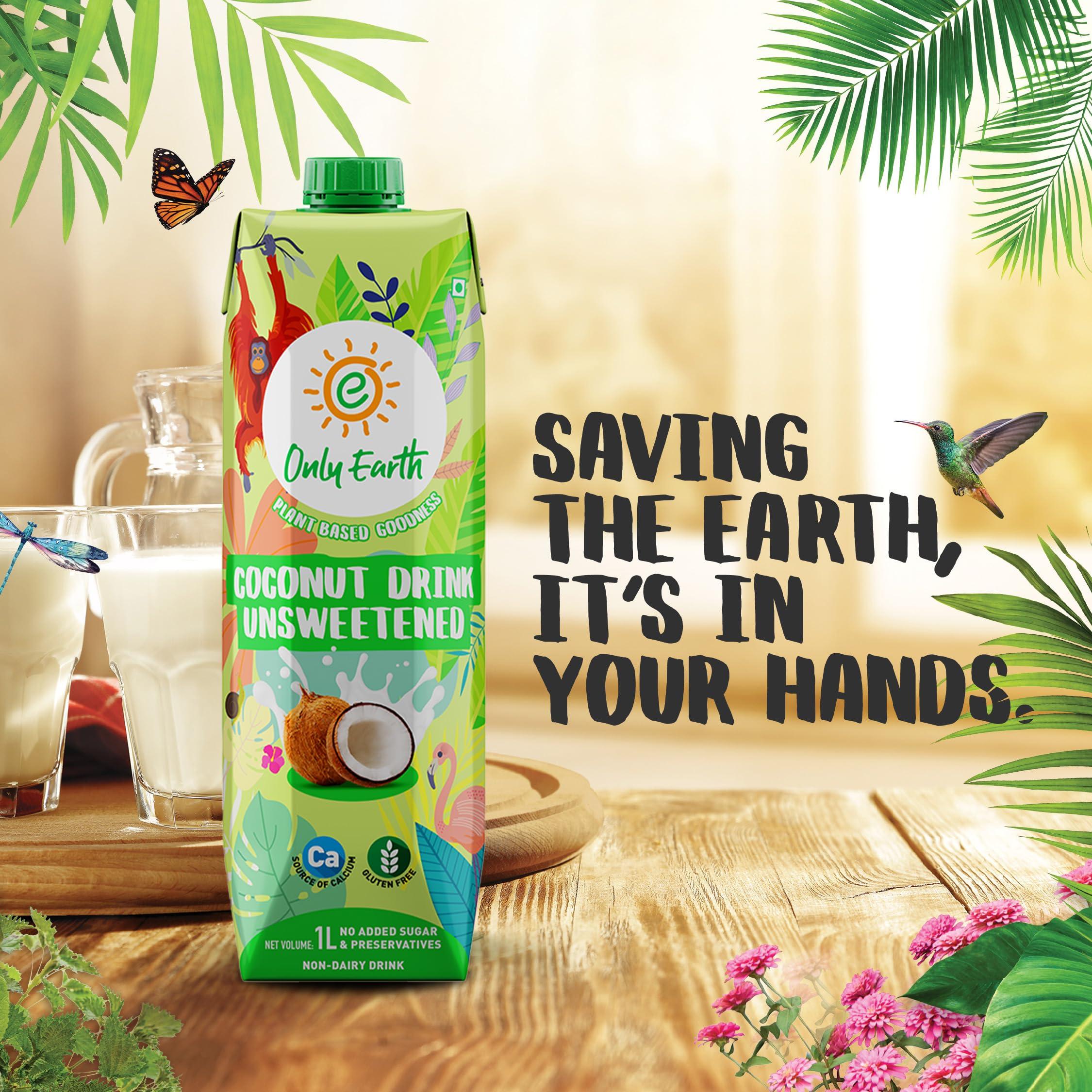 Only Earth Only Earth Coconut Drink | Best for Coffee, Tea, Cereals, Shakes or As Is | 40% Coconut Water + 59% Coconut Milk | | Dairy Free | Unsweetened | Plant-Based | Source of Calcium | Preservatives Free | No Added Sugar | No Trans-Fat |Thai Coconuts