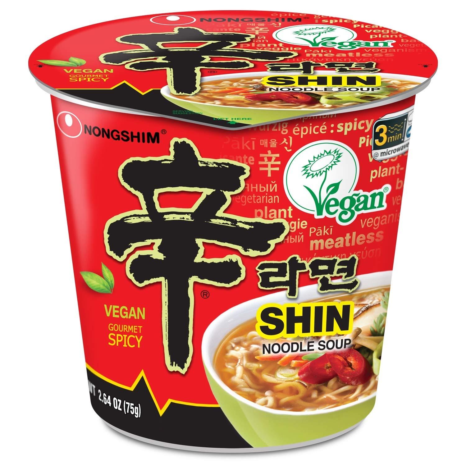 Nongshim shin ramyun vegan, 2.64 ounce, pack of 6, Exclusive Box of 1