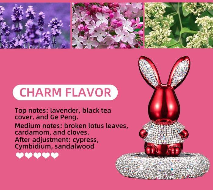 Cloyster Cloyster RabbitBear New diamond-encrusted rabbit car aromatherapy interior ornaments ornaments balm light aroma car aromatherapy solid (RED - CHARM)