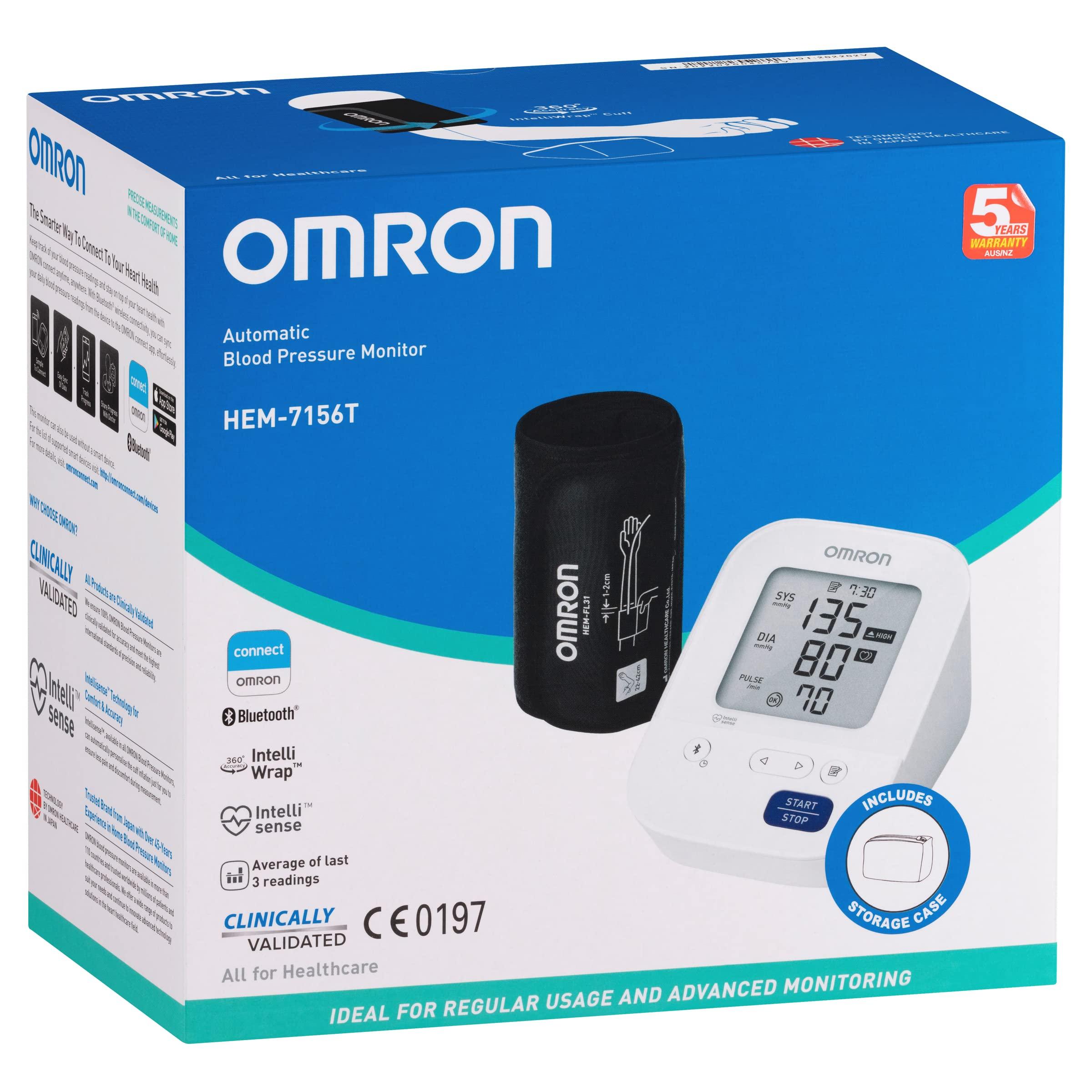 Omron Omron HEM 7156 T Digital Blood Pressure Monitor with 360 Accuracy Intelli Wrap Cuff for All Arm Sizes Accurate Measurements and Bluetooth Connectivity