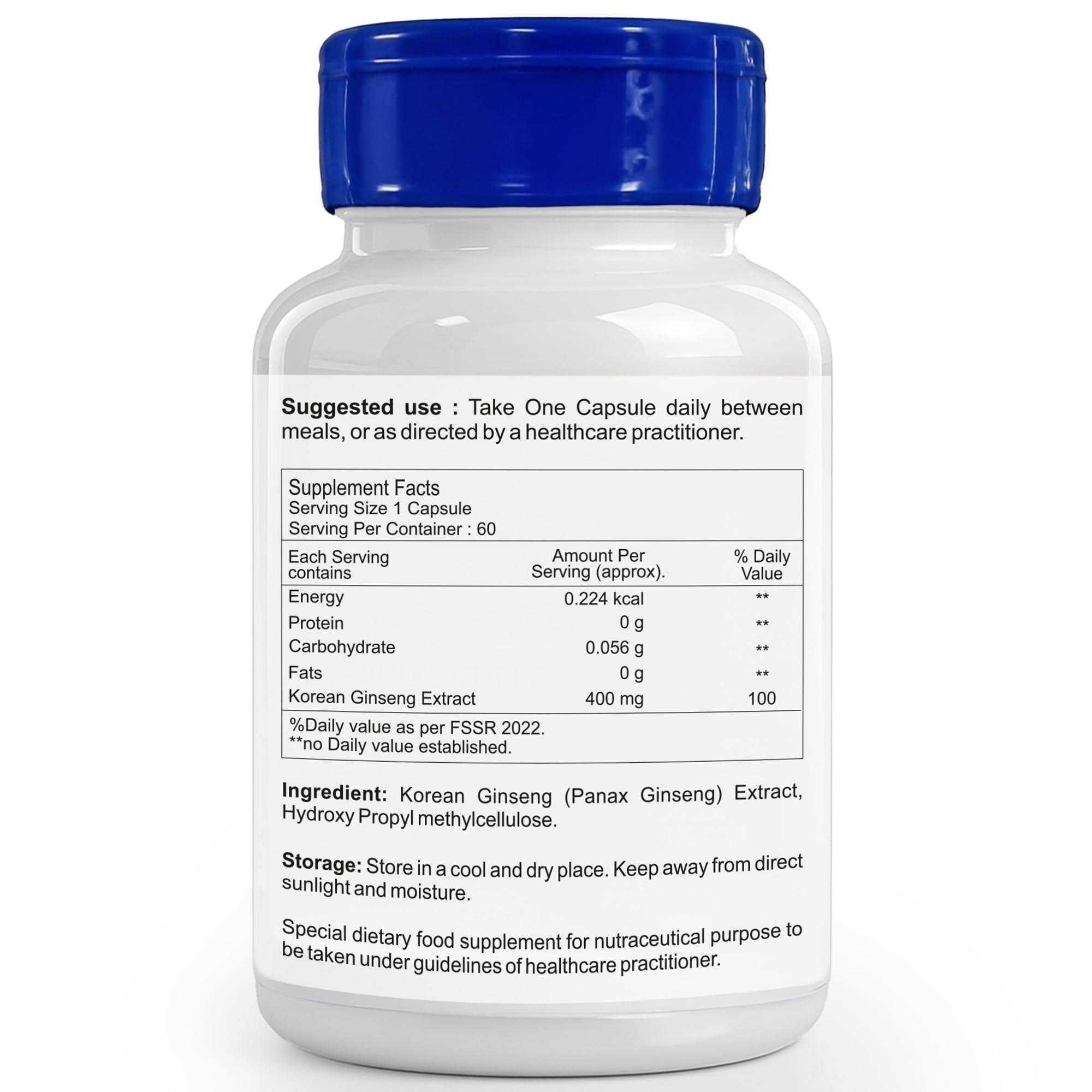 HealthVit Healthvit Ginlife Korean Ginseng Extract 500 mg - 60 Capsules